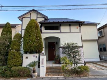 大網白里市　K様邸　モルタル外壁を長く綺麗に保つ塗料で施工　外壁塗装　屋根塗装　台風被害　カラーシミュレーション　スレート屋根の施工事例