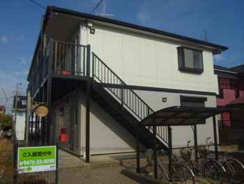 *東金市　アパート　外壁塗装・屋根塗装・鉄骨階段・ＰＳ扉塗装　施工事例　