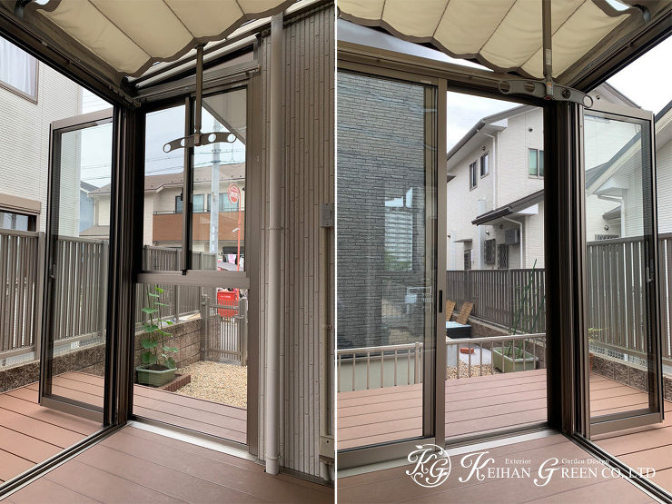 ガーデンルームとウッドデッキで敷地を有効活用　草津市