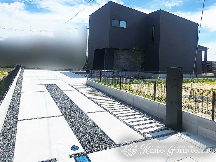 シンプルモダンが映える上質な外構デザイン　守山市