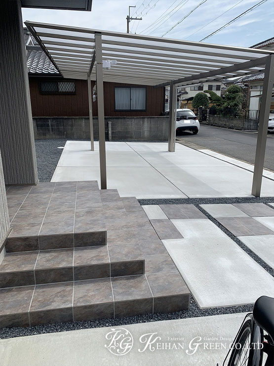 シンプルながら雰囲気のあるオープン外構　野洲市