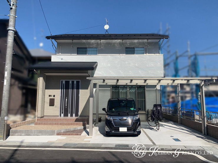 機能面に配慮したすっきりおしゃれなシンプルモダン外構　守山市