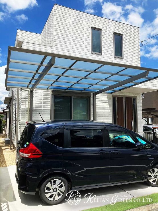 ヘーベルハウスの建物にマッチしたシンプルモダン外構　大津市