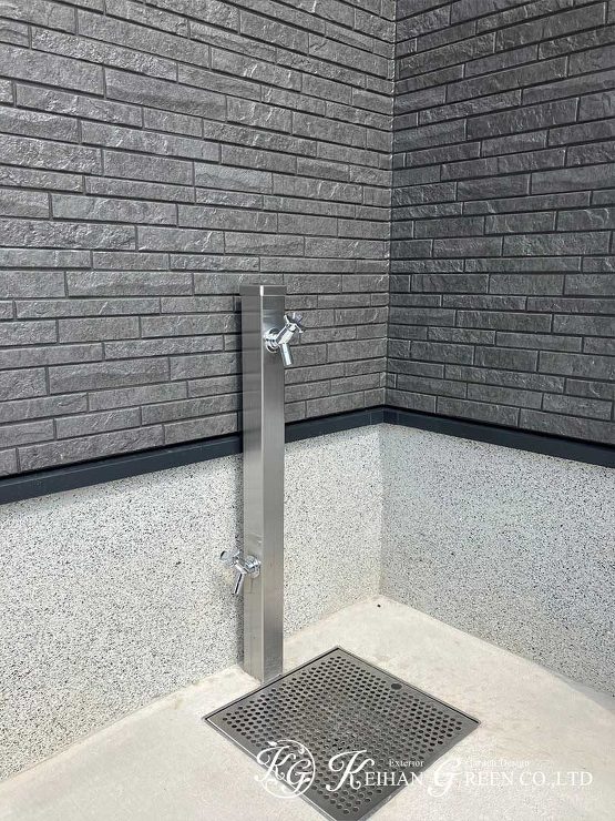 シンプルでグレイッシュなオープン外構　大津市