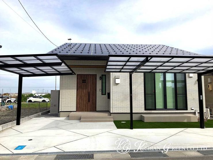 無駄のないスタイリッシュな平屋建ての外構　草津市