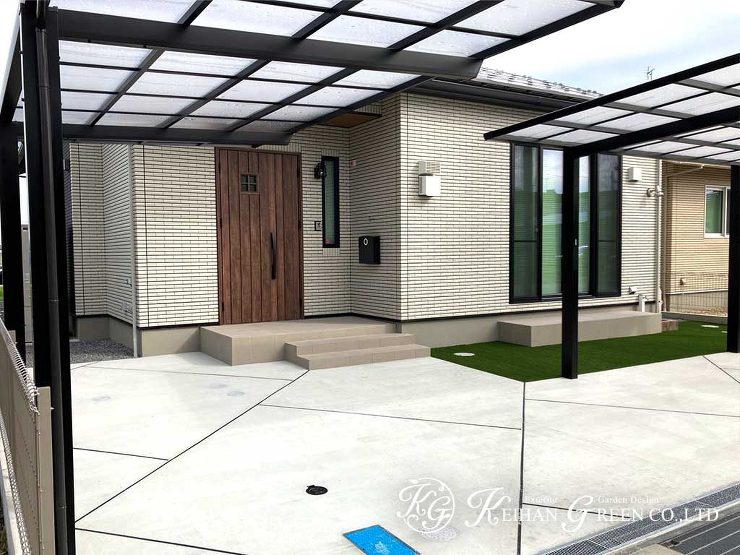 無駄のないスタイリッシュな平屋建ての外構　草津市