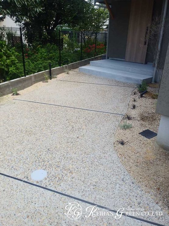 落ち着いた色合いの和モダン外構　宇治市