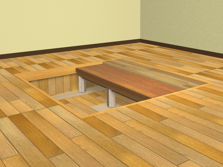 床下収納できるテーブル家具制作例6