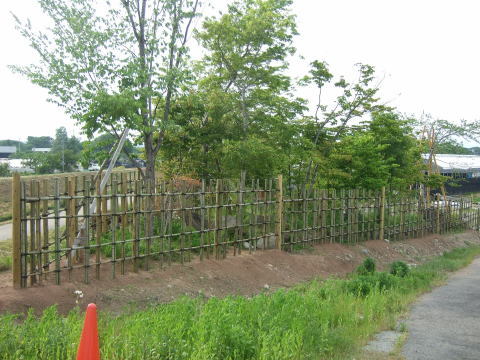 和風庭園施工例９(傾斜地の竹垣設置)山形...