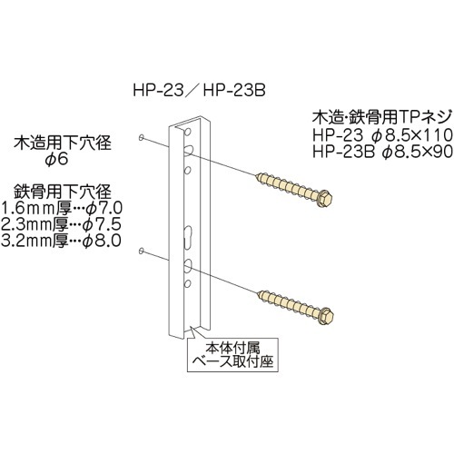 川口技研【ジカ付パーツ（木造・鉄骨） HP-23B-DB】木下地・鉄骨