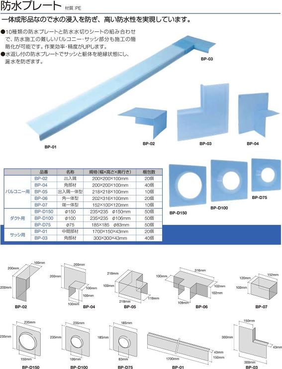 一村産業【防水プレート (バルコニー用)】BP-02 バルコニー用出入隅?他