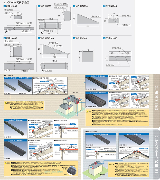 フクビ【エコランバー瓦桟（粘土瓦屋根用）】K1530?他