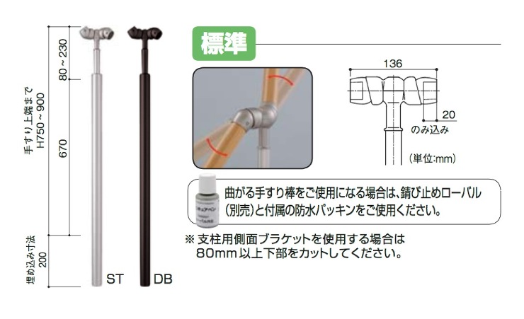 BAUHAUS(バウハウス)【フリーRレール 埋め込み式コーナー支柱】BJ-27ST?他