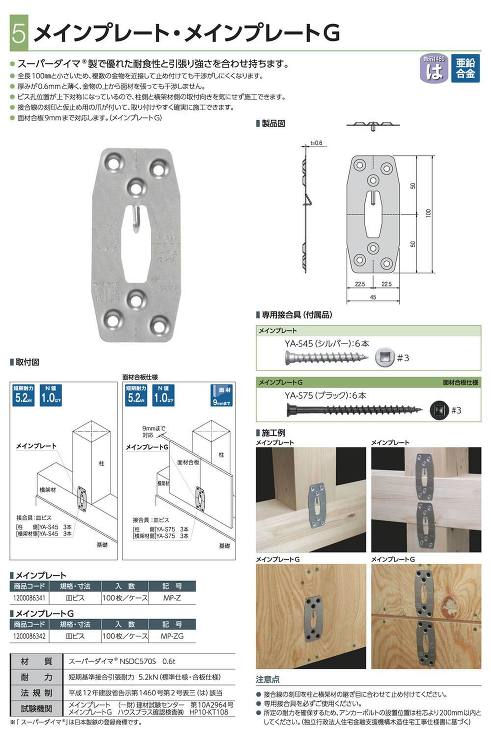 カナイ【メインプレートG(面材仕様)】MP-ZG