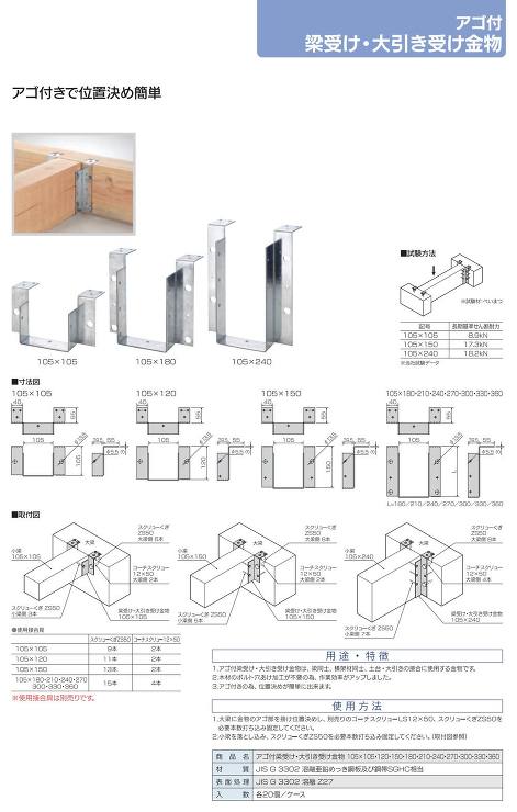 栗山百造【アゴ付梁受け・大引き受け金物】105×105×t3??他
