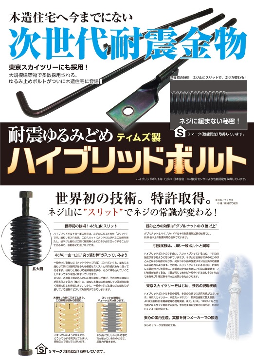 ティムズ販売【S認定　アンカーハイブリッドボルト (ゆるみ止め機能付き)】HB-A40?他