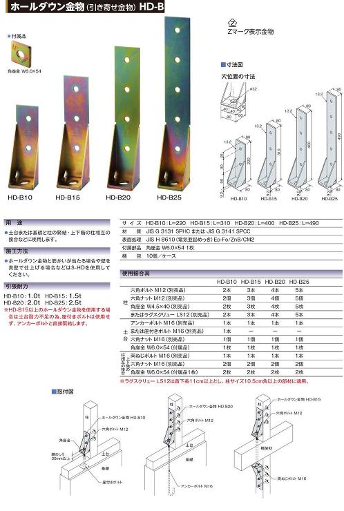 Z金物【Zホールダウン金物　HD-B】HD-B10クロメートメッキ?他