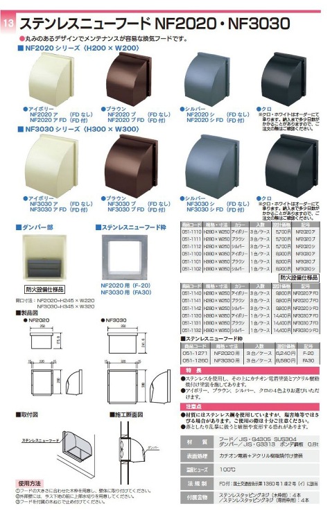 カナイ【ステンレスニューフード用枠】F-20 NF2020用 枠?他