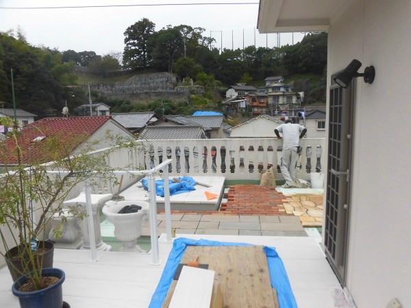 屋上ガーデン施工中！　広島市南区　Ｎ様邸...