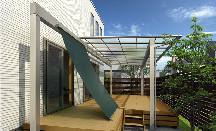 アルミ付け デッキ納まりの施工例