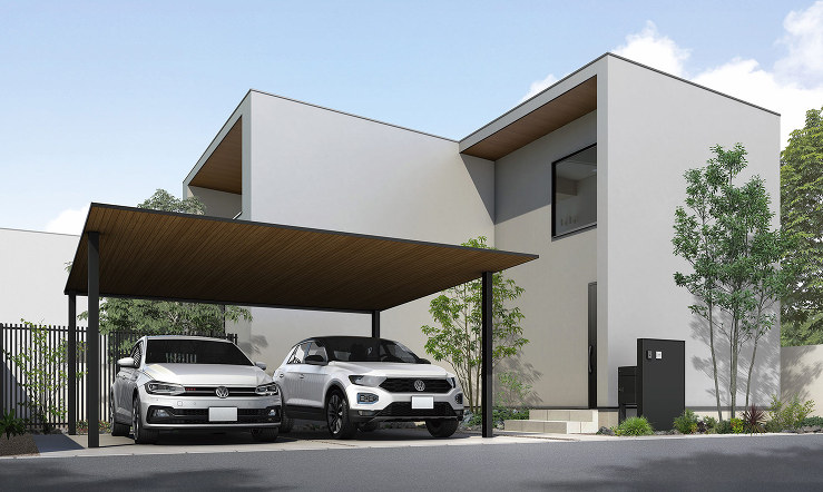 暮らしに寄り添う、シンプルなカーポート ...