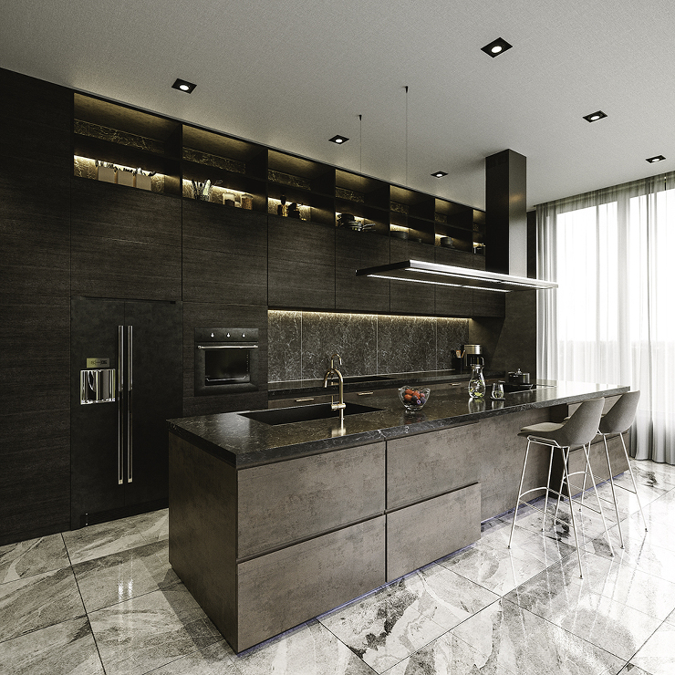 カタログ用CGパース制作：プロダクト事例 System kitchen CGパース・建築パース 制作実績 図面02