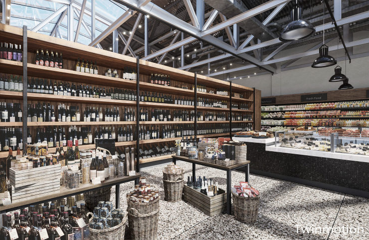 BIM制作：商業施設事例<br />
-Supermarket- Supermarket CGパース 制作実績 図面04