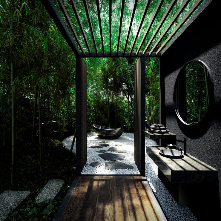 広告用CGパース制作：ホテル事例 Japanese traditional style Hotel CGパース・建築パース 制作実績 メインビジュアル