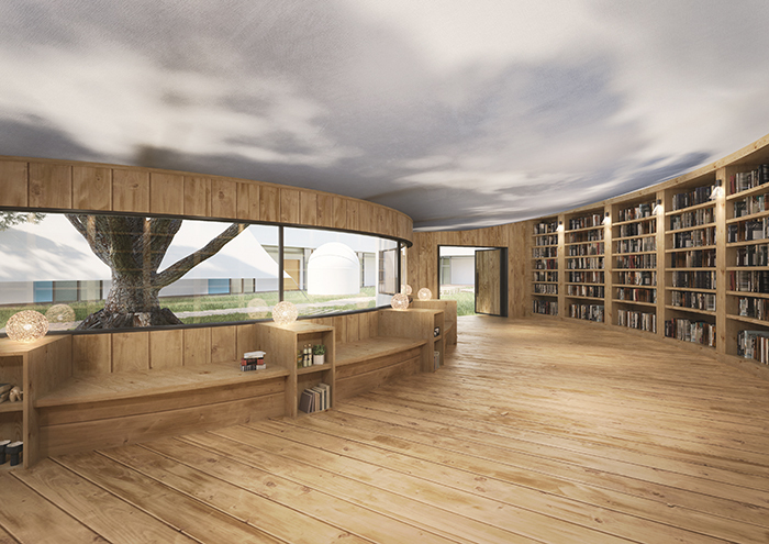 CGパースリメイク.13_中庭の図書館_室内_完成画像