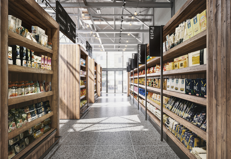 広告用CGパース制作：商業施設事例 Supermarket CGパース・建築パース 制作実績 図面02
