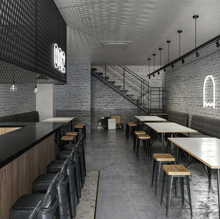 広告用CGパース制作：飲食店事例 Cafe CGパース・建築パース 制作実績 図面02