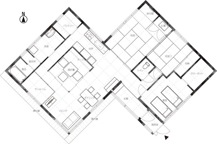 新築注文住宅の計画案平面図