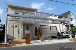 三協　Mシェード　カーポート　屋根　機能門柱