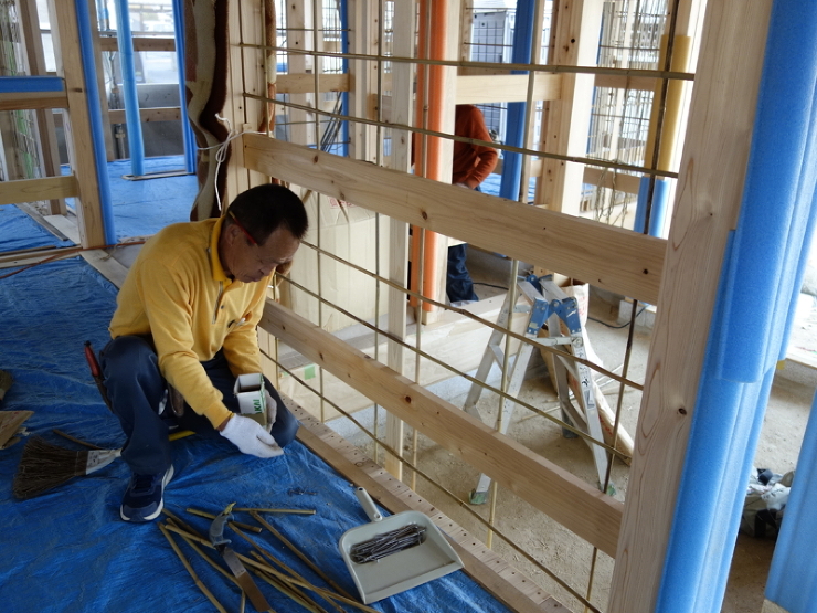 念願の竹小舞。。。 | 野の草 設計室