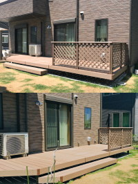 芝→人工木材ウッドデッキ「樹ら楽ステージ」に　印西市Ｏ邸