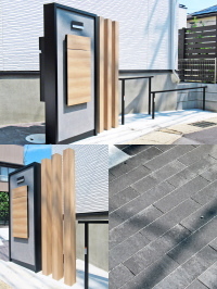 「機能門柱FK」ハーベストグレー×黒でモダン外構　松戸市H邸