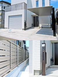 カーポートSC×シンプル機能門柱でモダンな外構に　柏市M邸