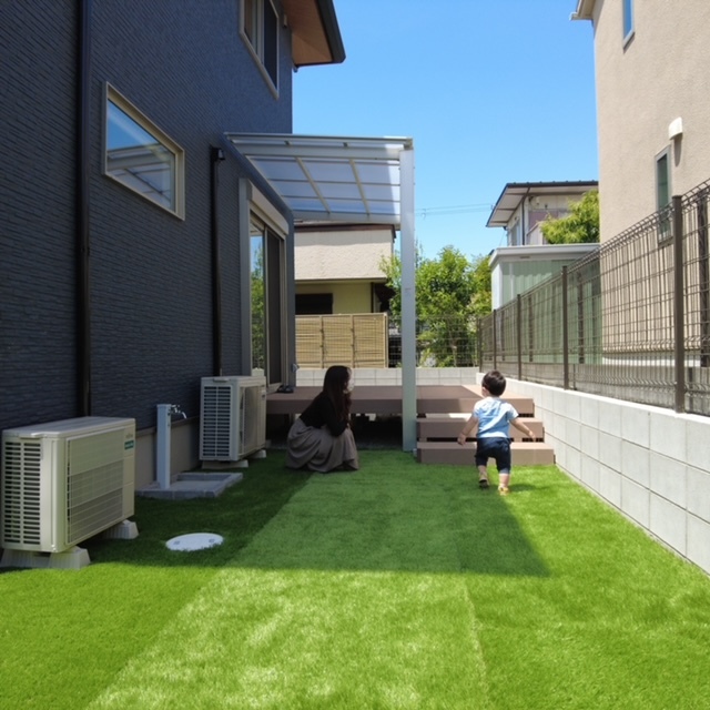 人工芝,ウッドデッキ