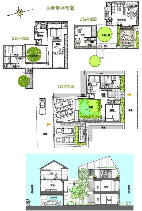 二世帯の町家 松田靖弘建築設計室