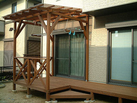 パーゴラのウッドデッキの作品
