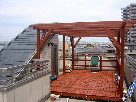 屋上ウッドデッキの完成