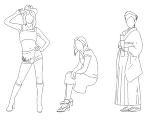 人物　女性　3人（座る人/卒業/ウエスタン風）