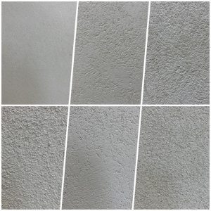 カラーモルタル 同じ材料で仕上げ方法の違いの表情の差