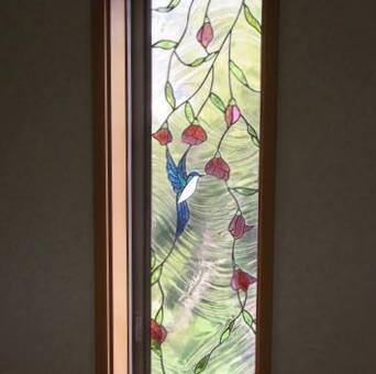 小鳥と花Ｌ | ステンドグラス アートプレイス