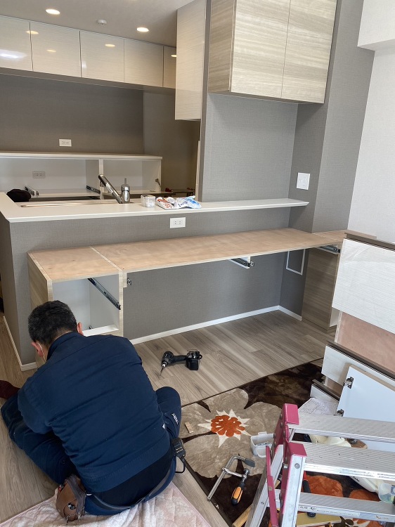 宇治市新築マンションのオプション家具(キッチン収納・キッチンカウンター...