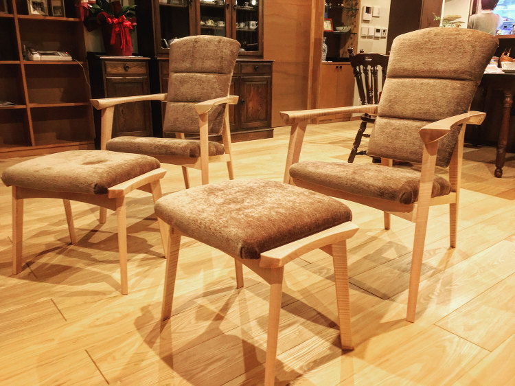 Curly Maple Lounge Chair Ottoman - ...