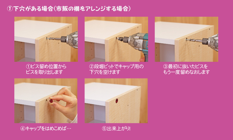 ビスの頭隠し | ビスキャップ | 差しこみキャップ | ダンドリビス...