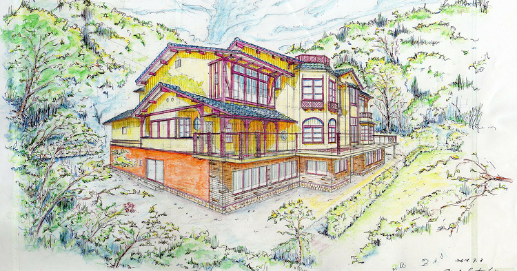 今月の一枚<kato taka 山野に囲まれた文学館> | 建築パース...