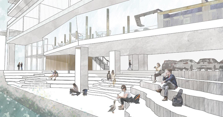 今月の一枚＜東京電機大学 深山周平 水際広場＞ | 建築パース.com