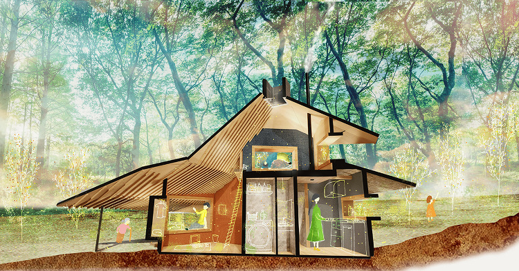 今月の一枚<信州大学 宮西夏里武 青葉の小屋> | 建築パース.com